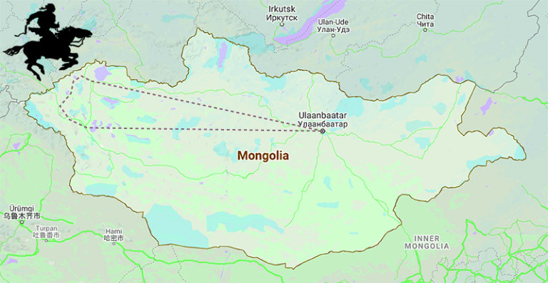 MONGOLIA TRAVEL MAPS - Western Mongolia Horseback Riding Trails - Mongolia Nomads Tours